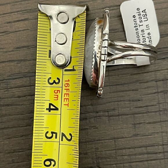 Victoria Tsosie Moonstone Ring in Sterling Silver Setting Size 8 - Picture 5 of 6